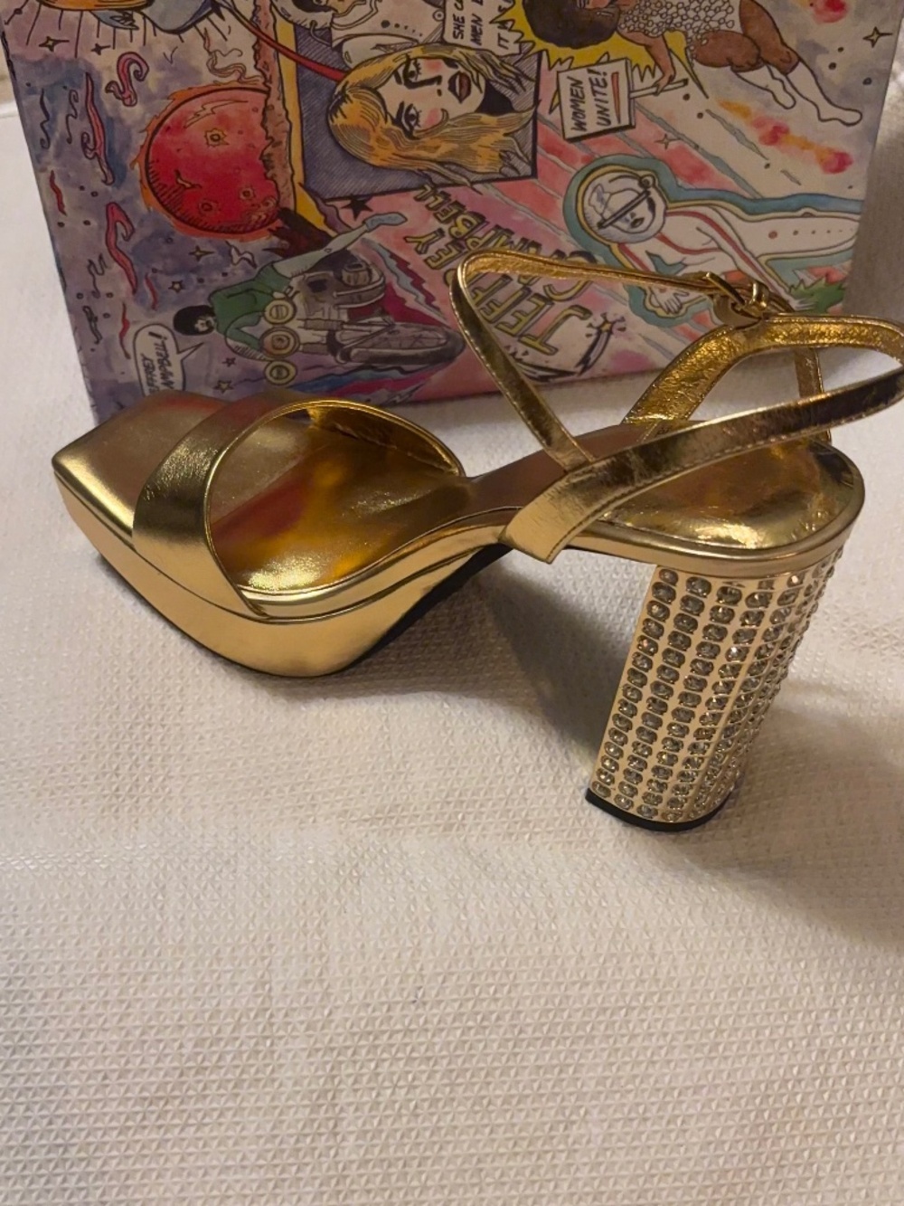 Jeffrey Campbell Dias Gold Gold Platform Sandals Sz 10